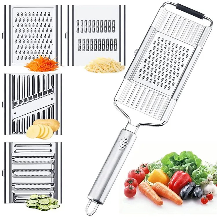 5 in 1 multi-fuctional vertical stainless steel manual foldable kitchen fruit vegetable food chopper grater slicer cutter