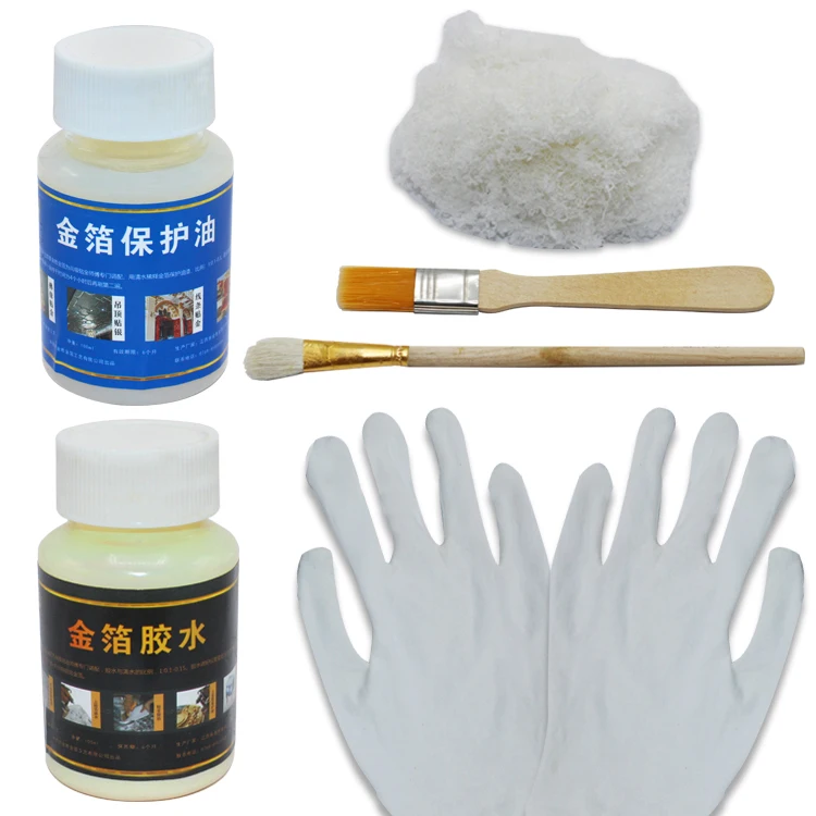 DIY gilding gold leaf experience set gold foil sheet glue gilding tools for metal craft and  painting decoration