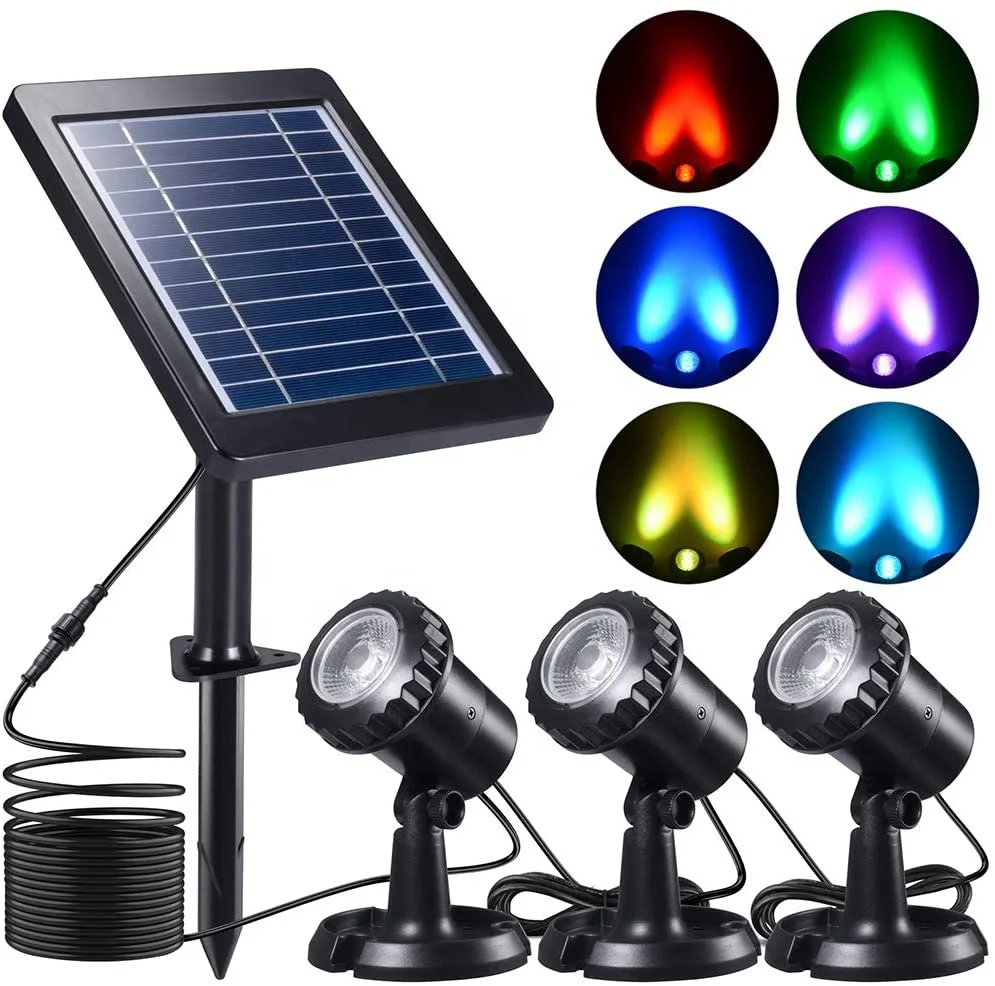 Submersible Pond Light RGB LED Landscape Spotlights IP68 TM68 Underwater Night Garden Outdoor Solar Panel Pool