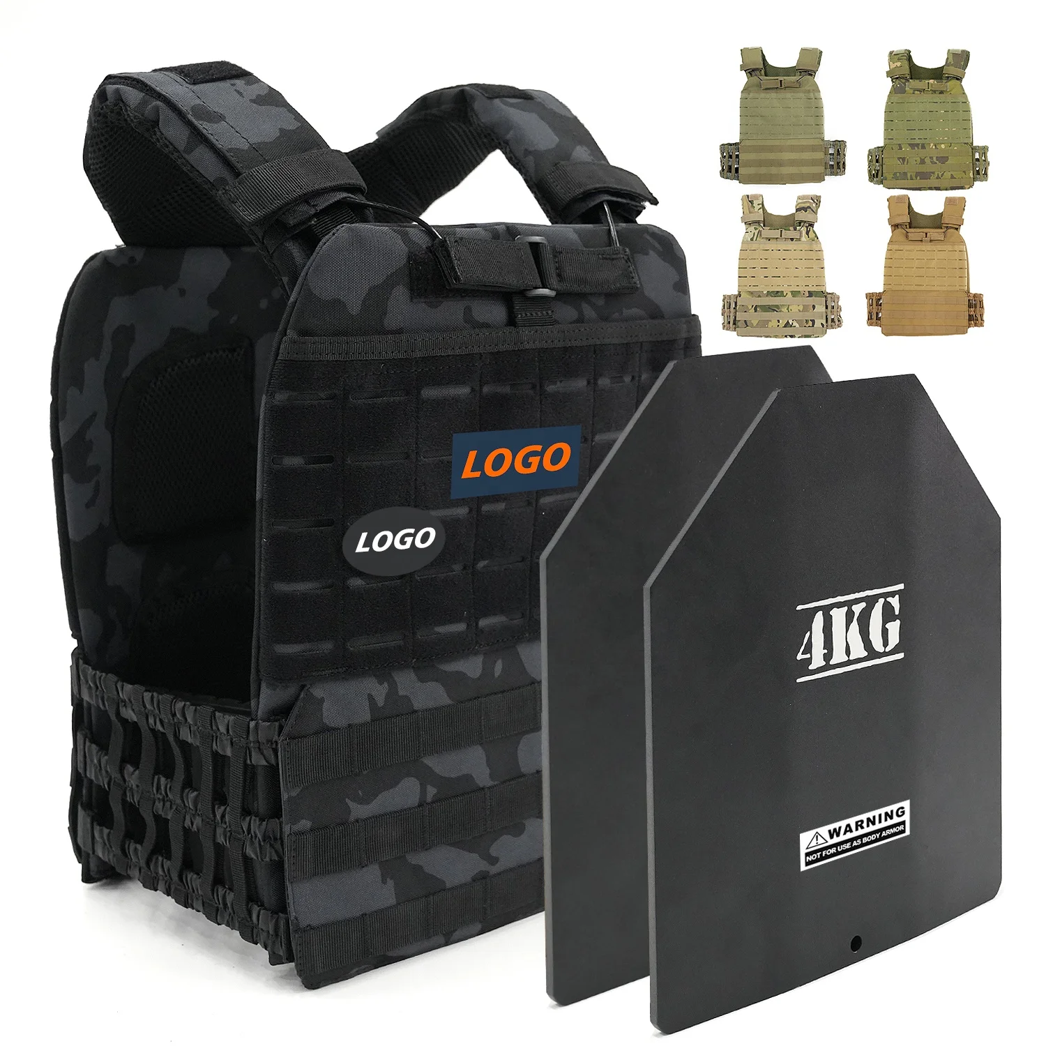 Black Adjustable Running Fitness Workout Tactical  Weight Vest for men  Gym Unisex Training steel plate Oxford 600D