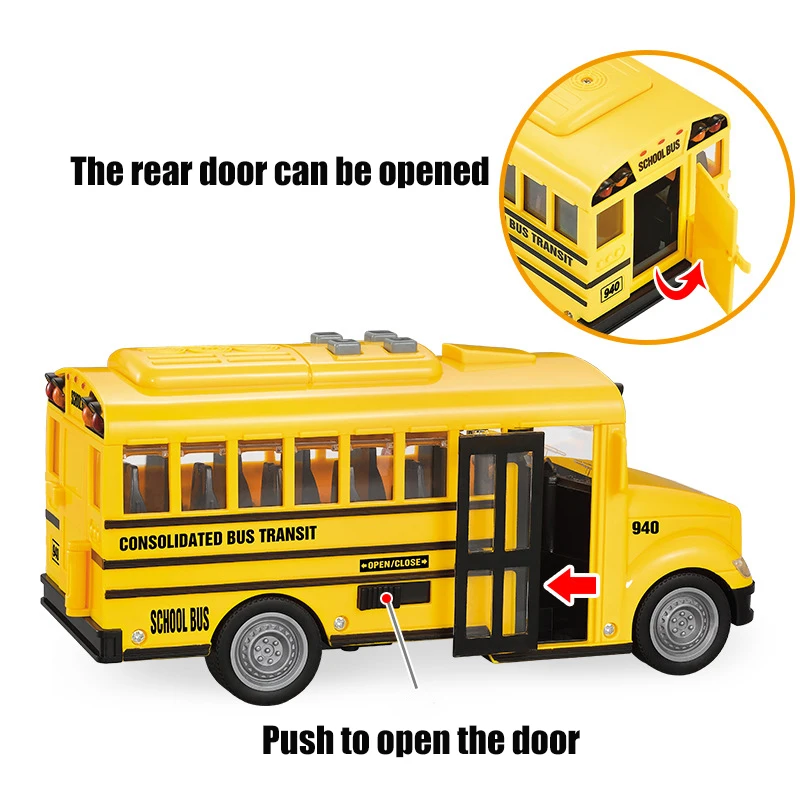 New Electric 1:20 Plastic Open Door light sound music friction toy car toy Fire police car yellow school bus for kids baby gifts
