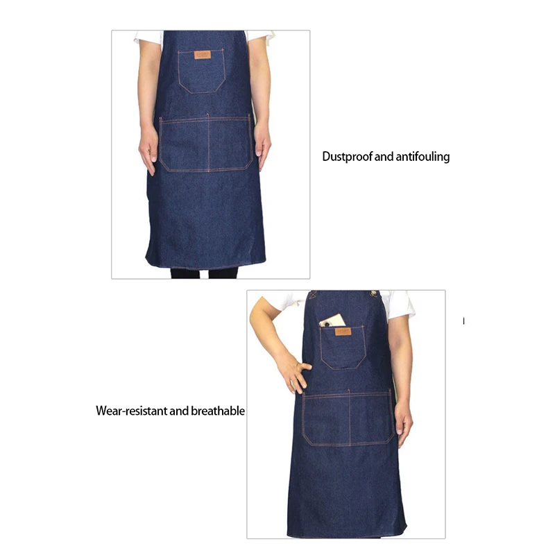 Wholesale Adjustable Custom Cooking Hairdresser Waiter Restaurant Coffee Bartender Styling Canvas Jeans Denim Aprons