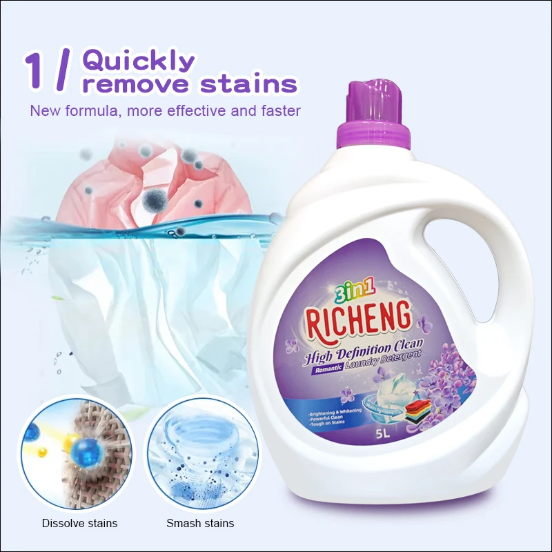 Wholesale New formula 3 in 1 Fragrance Lasting 5L Wash Liquid Laundry Detergent for Washing All Clothes Cleaning Products