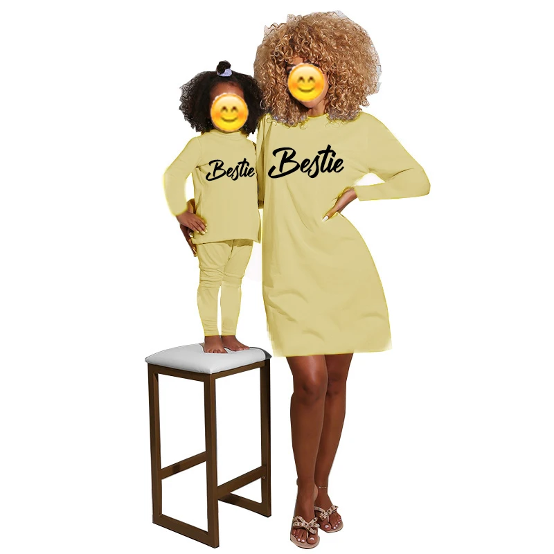 
Wholesale 100% Cotton Fabric Mommy and Me Outfits Family Solid Color Clothing Matching Family Pajamas 