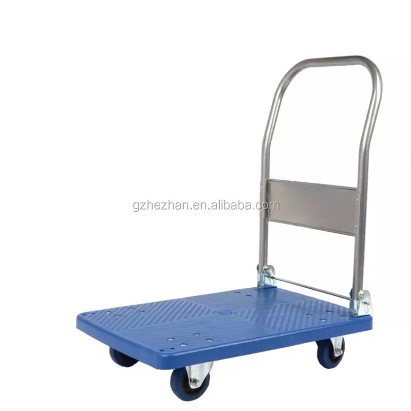 
Warehouse Folding Luggage Cart Luggage Trolley Hand Platform Cart Rolling Flatbed Cart Push Dolly for Loading 