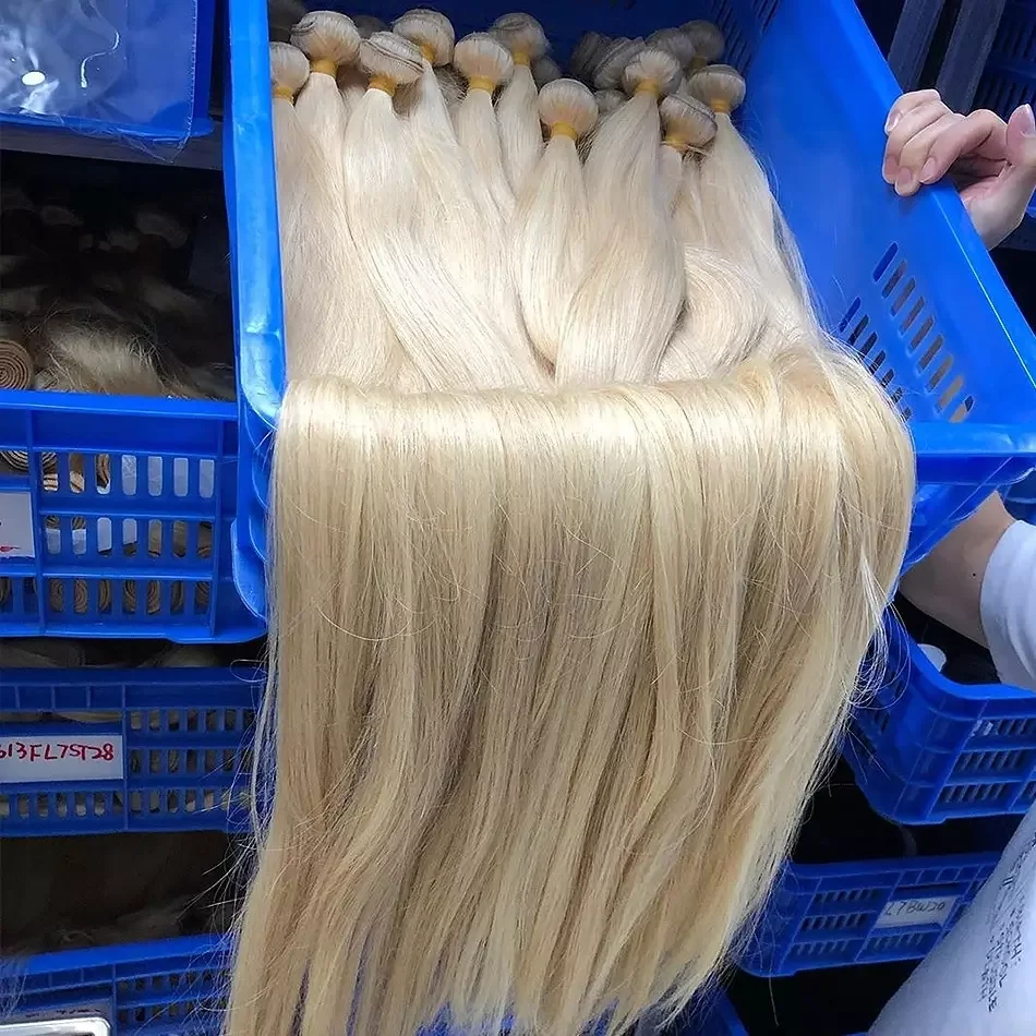 613 Blonde  Hair Bundles Bone Brazilian Straight Hair Weft Unprocessed Natural Virgin Hair Weaving for Black Women