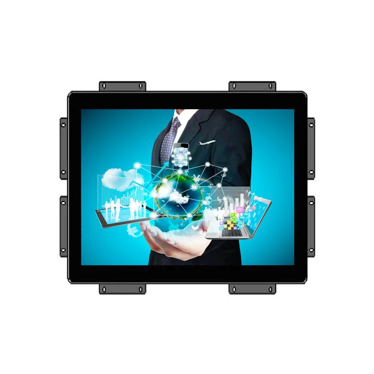 Металлический корпус открытым рамки 19 дюймов 4 провода сенсорный светодио дный дисплей для промышленного консоли