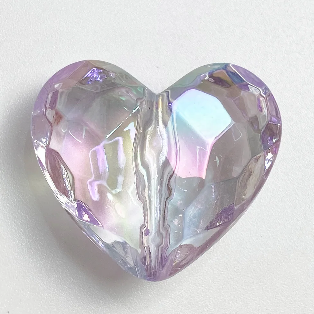 DIY 26*29mm transparent colorful shiny big heart gemstone acrylic beads for jewelry making beaded pen accessories