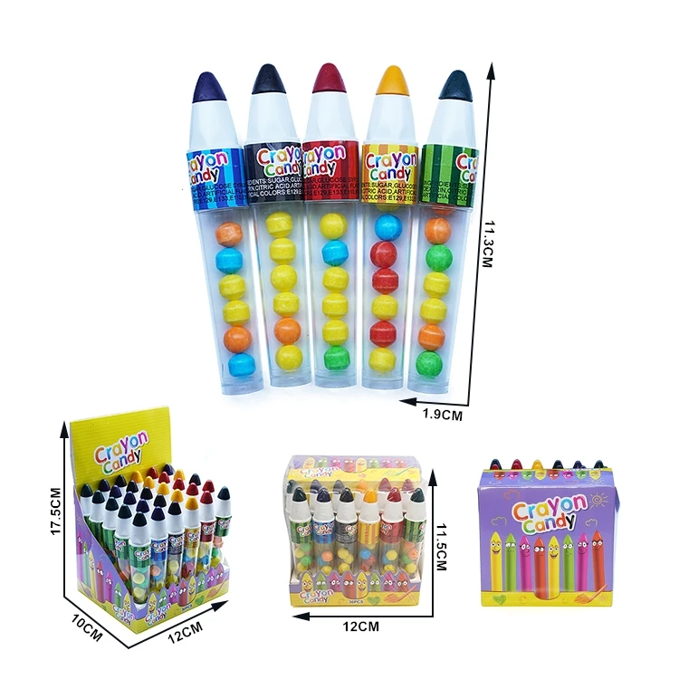 Plastic Crayon Candy Container Toys With 6g Candy Packed by Display Box For Kids Candy Toys