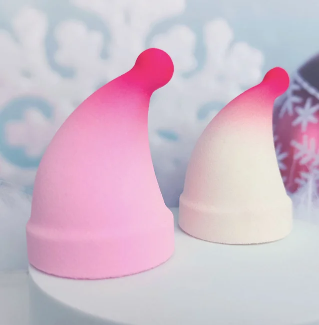 2022 new gifts gradient Christmas hat tree beauty makeup egg sponge dry wet dual use Christmas powder puff blender makeup tools
