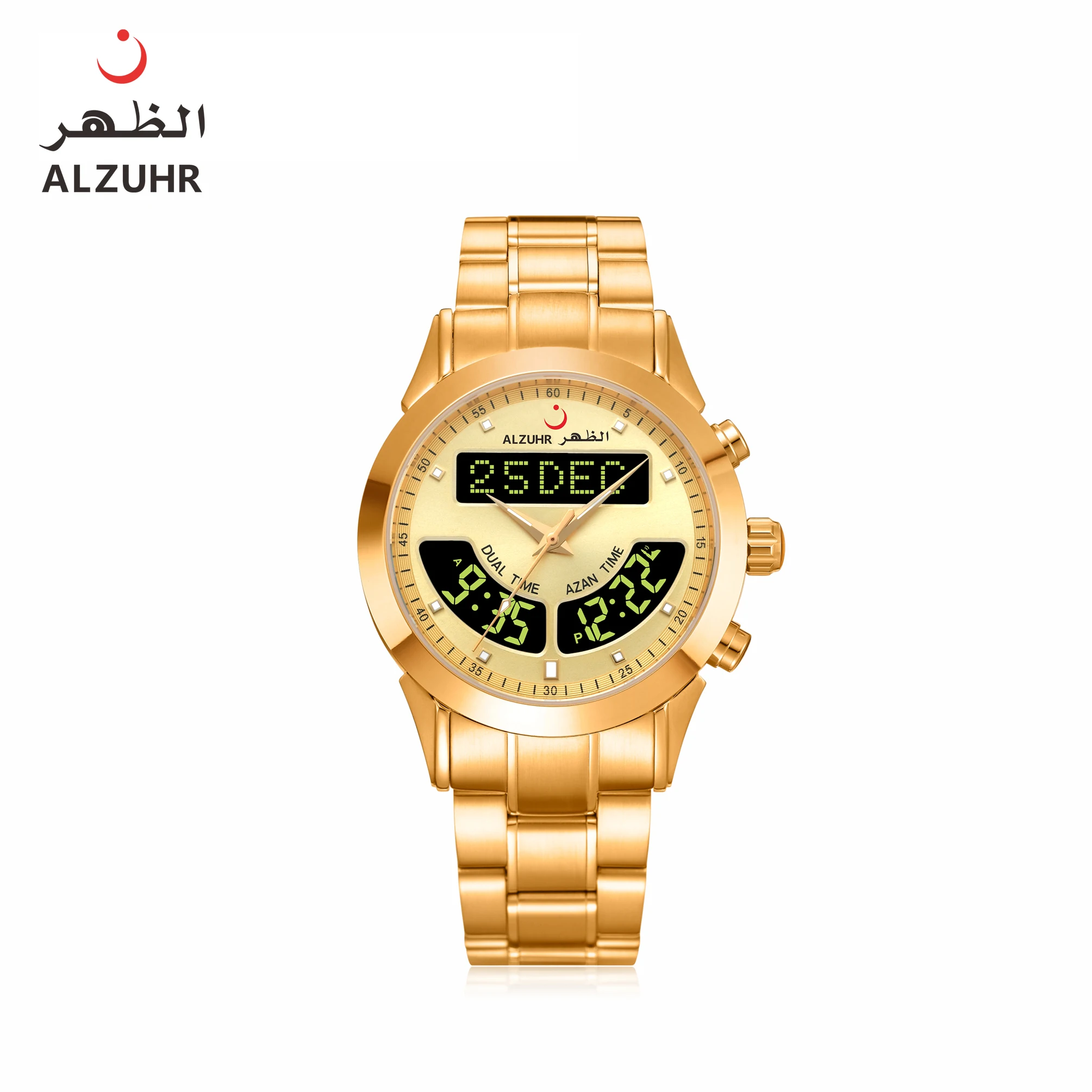 Original Classical Rectangle Muslim Ramadan Gifts Alfajr Digital Watch For Men Dual Time Display
