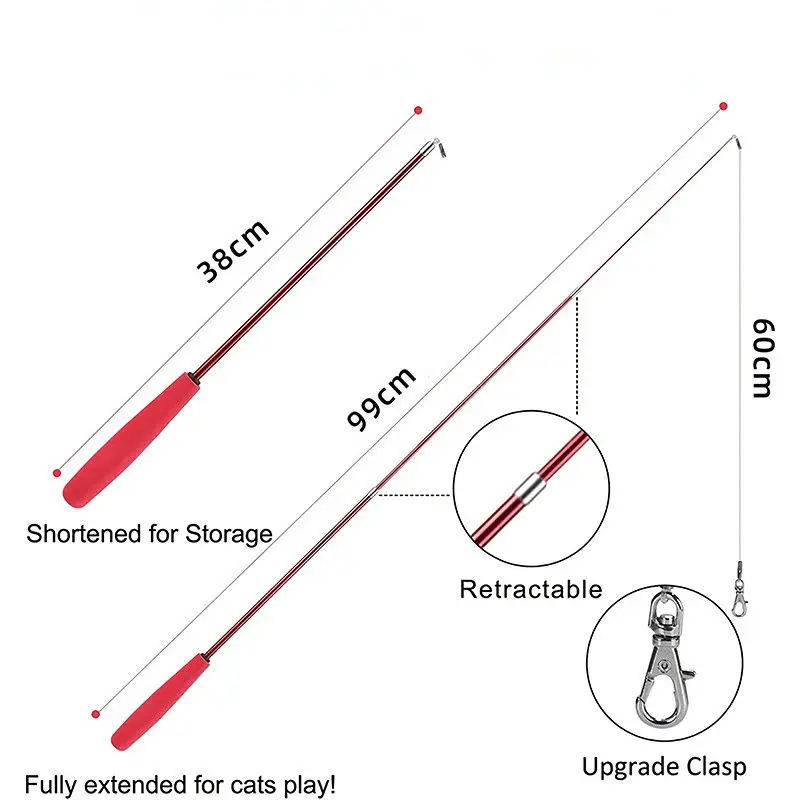 Pet Cats Training Puppy Dog Accessories Products Supplies Retractable Cat Wand Interactive Cat Feather Toy