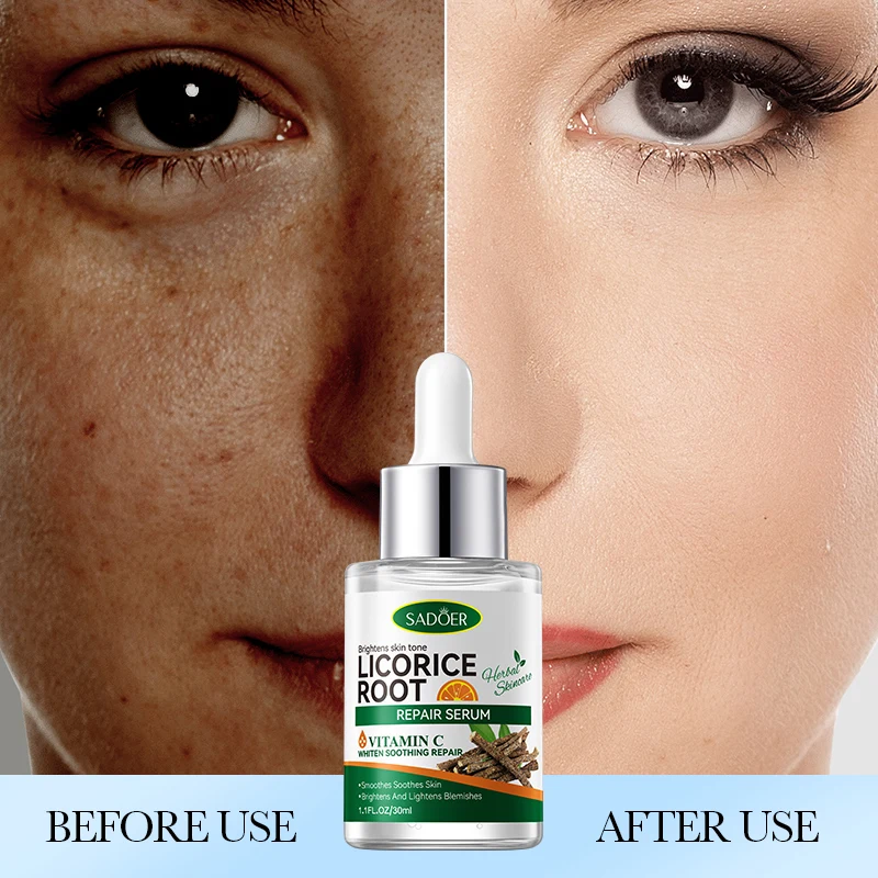 SADOER Wholesale Private Label Licorice VC High Quality Hydrating Whitening Brightening Facial Serum Skin Care Beauty Product