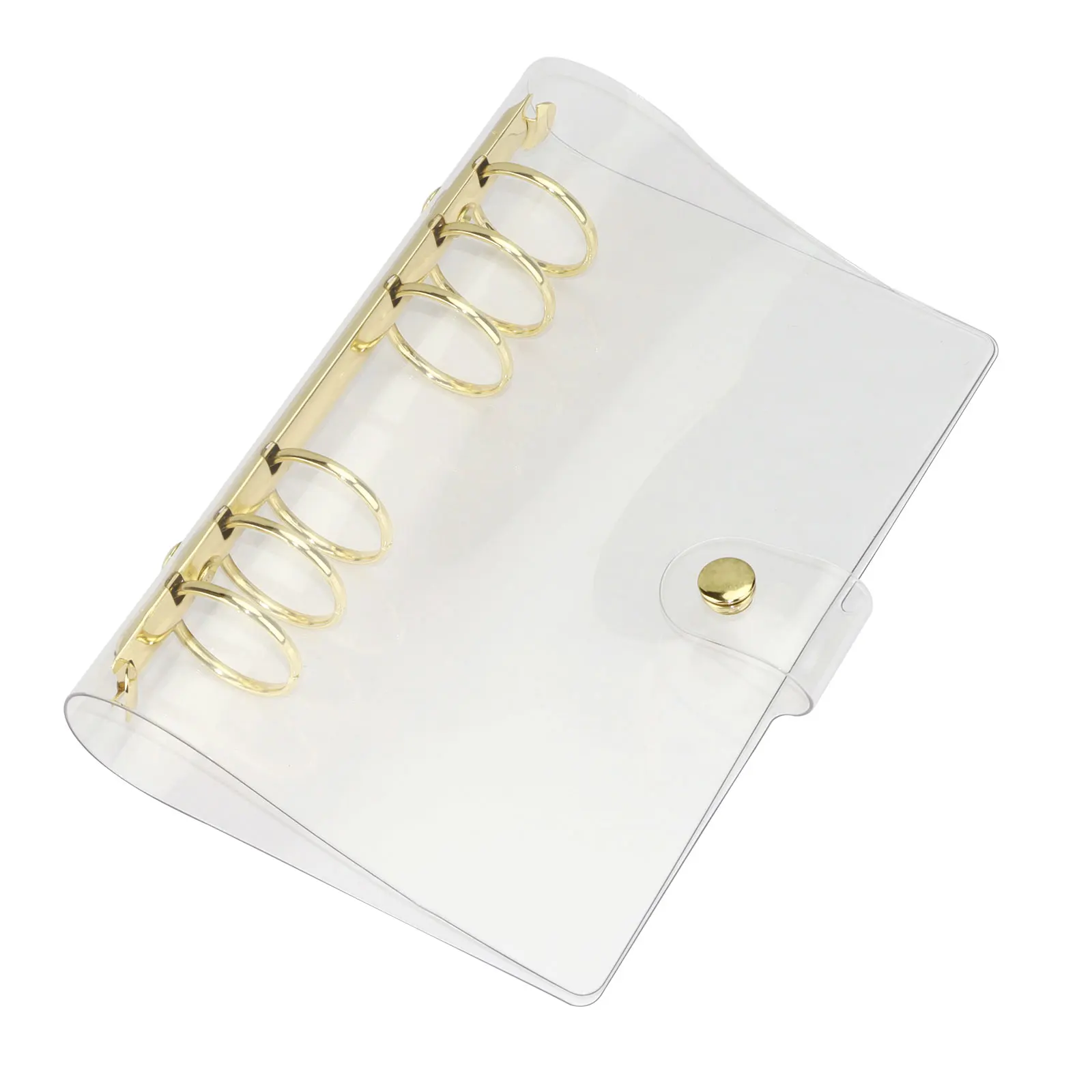Papeleria Transparent 6 Ring Gold A6 Loose leaf Notebook Cover PVC 30mm Custom Personal Size A6 Planner Binder Cover