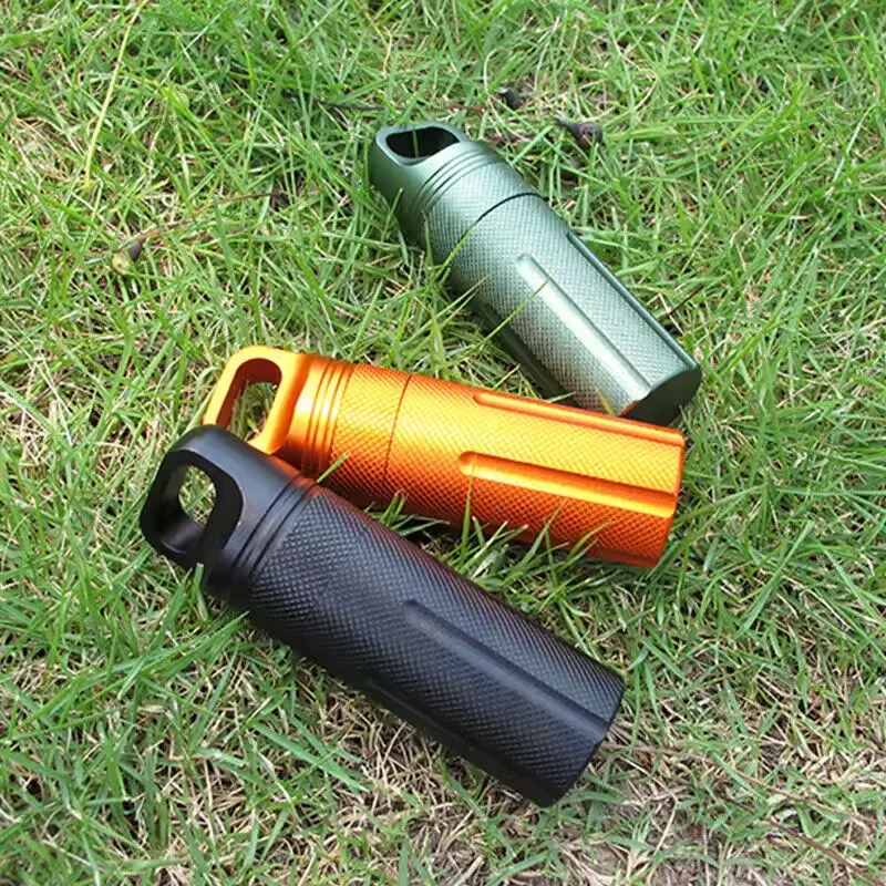 Outdoor Survival EDC Waterproof Pill Case Medicine Box Metal Capsule Seal Bottle Container Aluminum Alloy Bottle for Camping