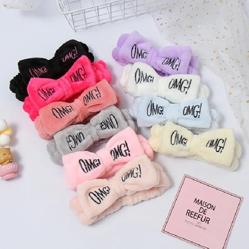 Promotional headband OMG hair makeup bow tie soft stretchy spa yoga female gift headbands