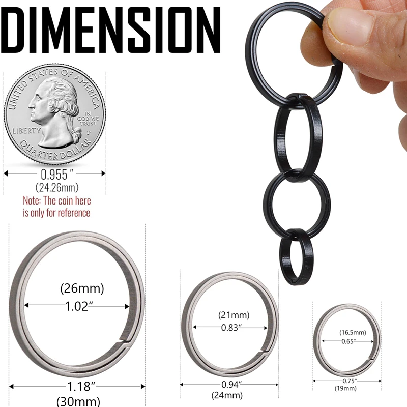 Multiple Sizes Titanium Alloy wholesale Non rusting keyring material metal carabiner Quick Release Tactical Split