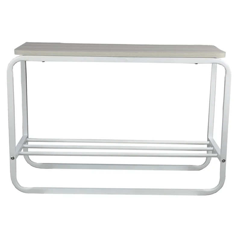 Tenice Wide Shoe rack Bench for Vanity, Bedroom, Bathroom, Entryway and Hallway, White tube frame with storage shelf