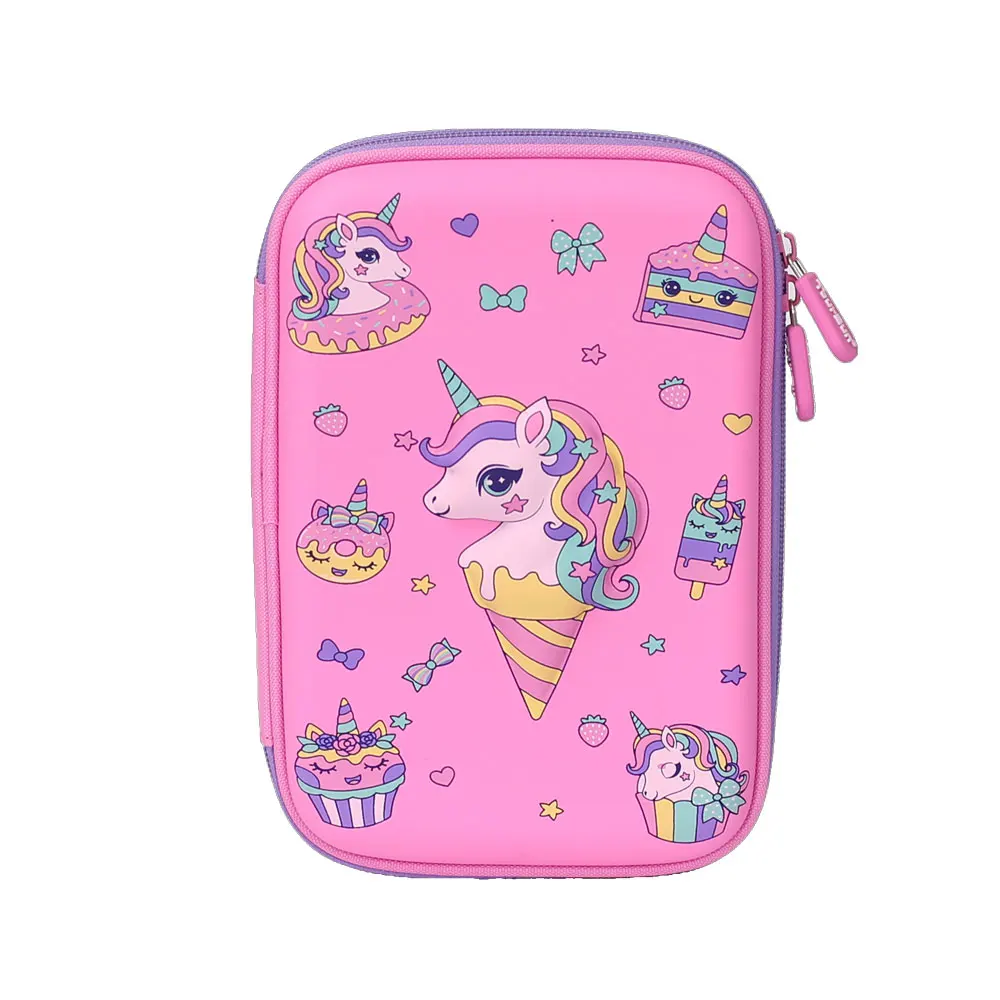 Custom Cute unicorn  3D eva pencil case  Kids School a  Pencil Cases For Girls