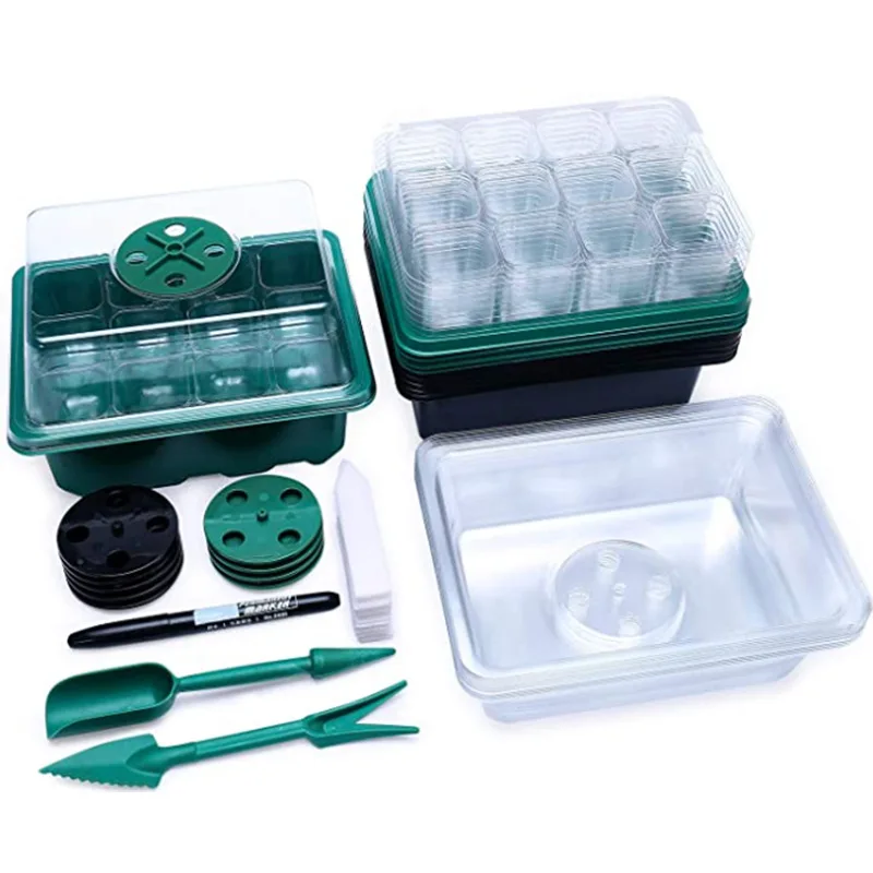 Garden Plant nursery pot large cell seeds tray seed mini seedling starter propagation tray with dome