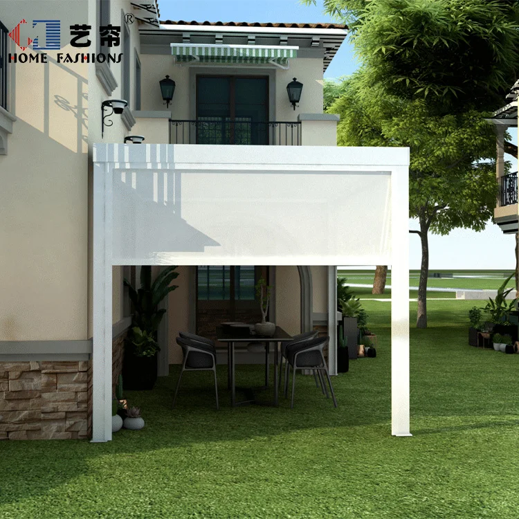 Balcony electric windproof roller curtain outdoor pavilion intelligent sunshade insulation sunscreen window rainproof curtain