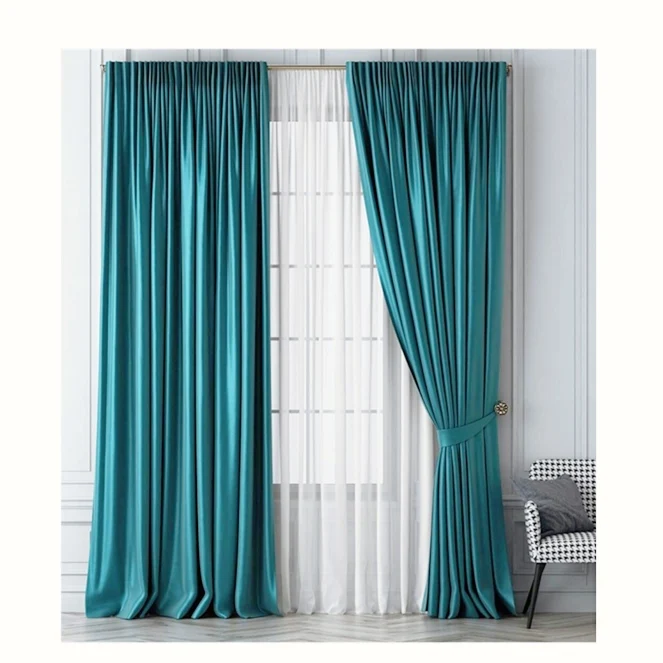 Wholesale luxury Eyelet blackout ready made curtains for the living room luxury