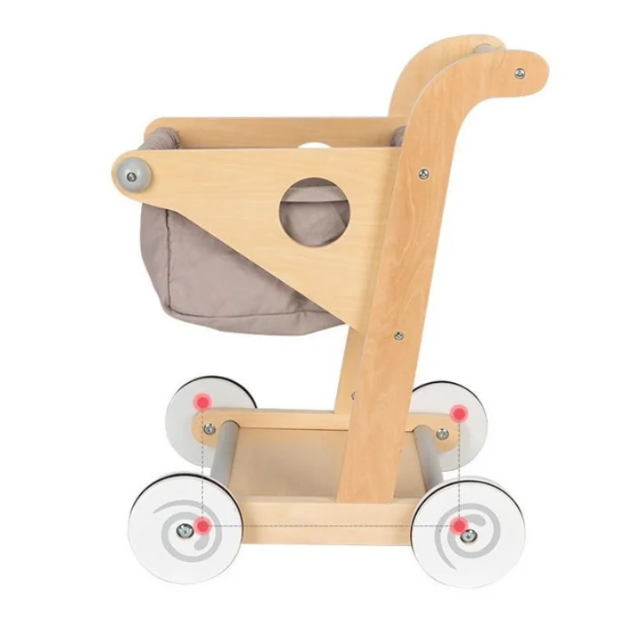 Wholesale Cute Wooden Home Shopping Cart New Design High Quality Boys Girls Simulation Role Playing education Toys