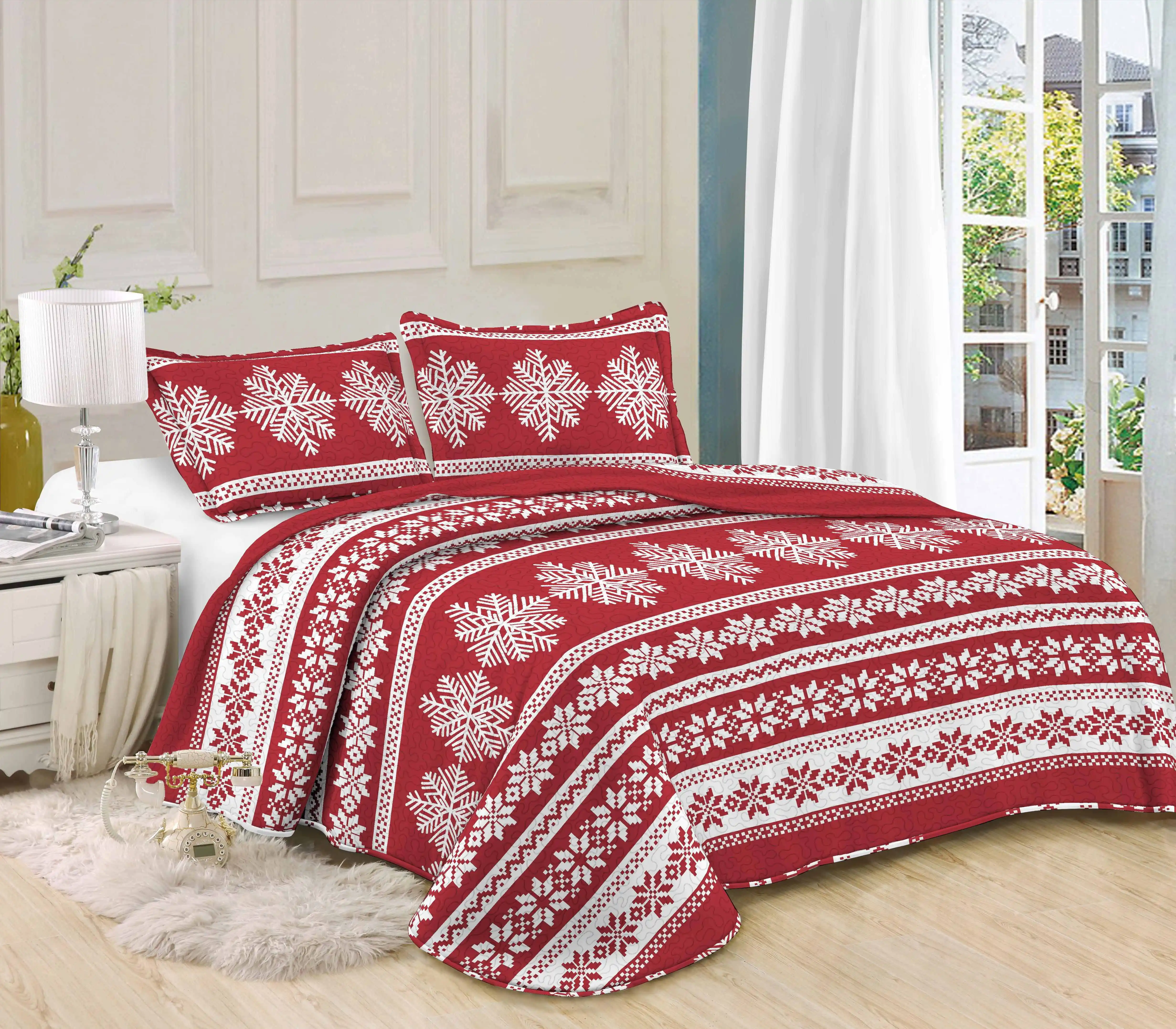 Hot Sale Factory Supply Printed Ultrasonic Coverlet Patchwork Embossed Microfiber Luxury Quilted Set Bedspread