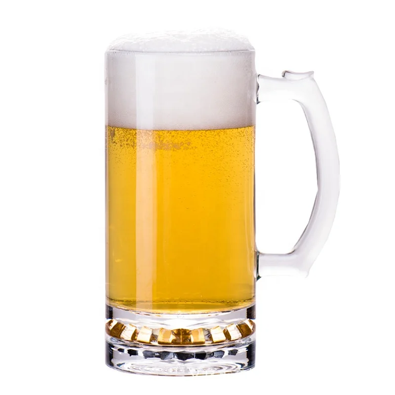 16oz wholesale Classic Beer Mug glasses Clear Lead-Free Freezer Beer Cup Heavy Drinking Beer Glass Stein with Handle