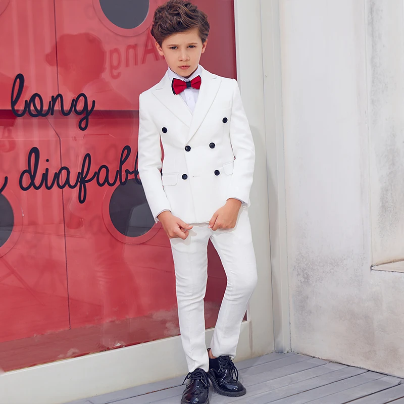 White Double Breasted 2019 Ready To Ship In Stock Formal Boys Wedding Suit