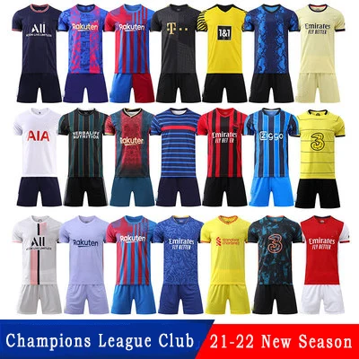 New Season 21/22 UEFA Club Men And Kid Season Customized Football & Soccer Kits Wear Jersey Set