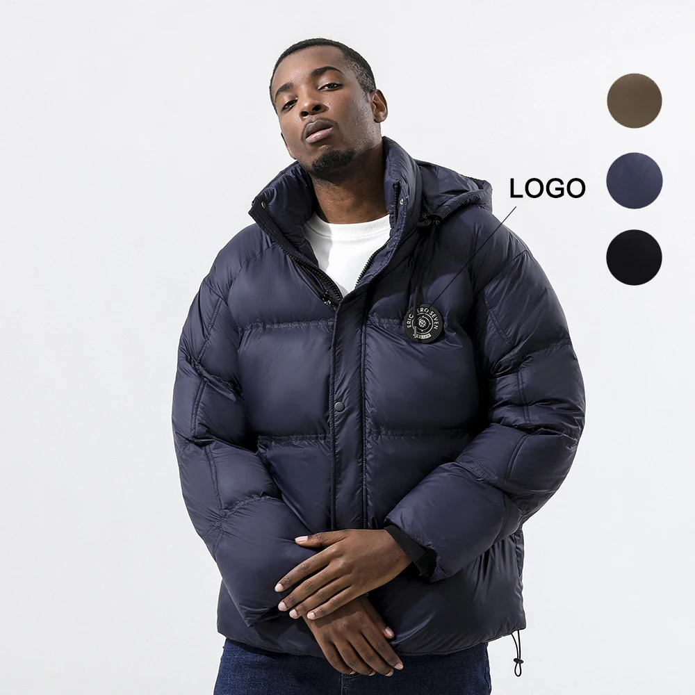 Wholesale Hot Selling Winter Puffer Bubble Jacket For Men Patched Pocket Hooded Windbreaker Padded Jacket Casual Outdoor Wear