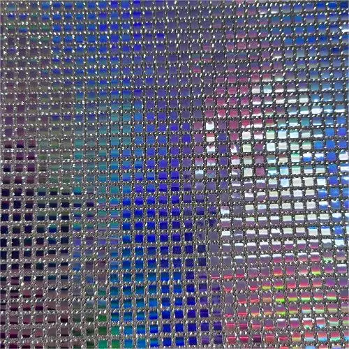 China Factory Pleated Fabric punching knitted 89%polyester 3%spandex silver lurex with metallic sequins fabric for dress