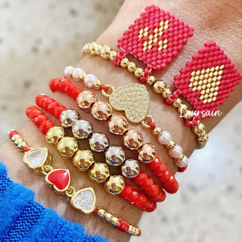 LS-  C1886 Jewelry bracelet set daily wear heart bracelet miyuki beads bracelet for women handmade woven style