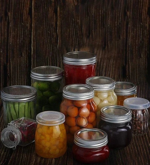 Hot Selling Different Size Food Container 16Oz 16 Oz 500Ml Airtight Sealed Glass Mason Jar With Lid In Bulk For Canning Food