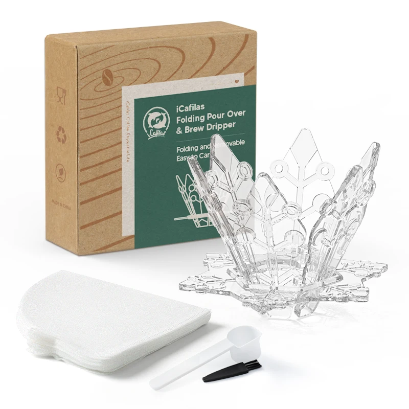 Portable Folding Pour Over Brew Dripper with V60 Paper Filters Mini Durable Coffee Maker Filter Coffee Brewing Drip