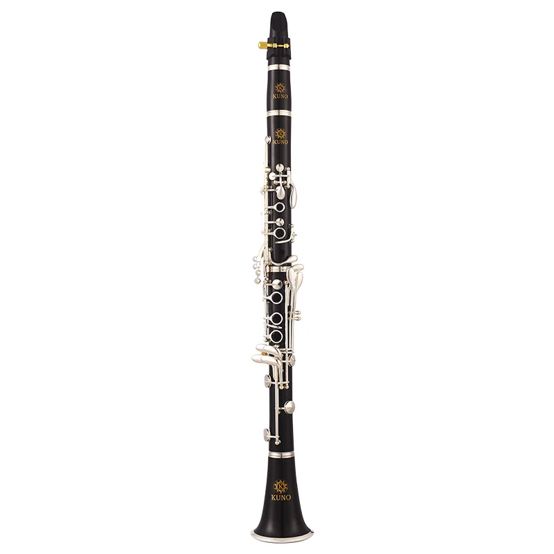 KUNO KCL-901 Bb Clarinet 17 Keys Rubber Wood Tube Body Silver Plated Keys