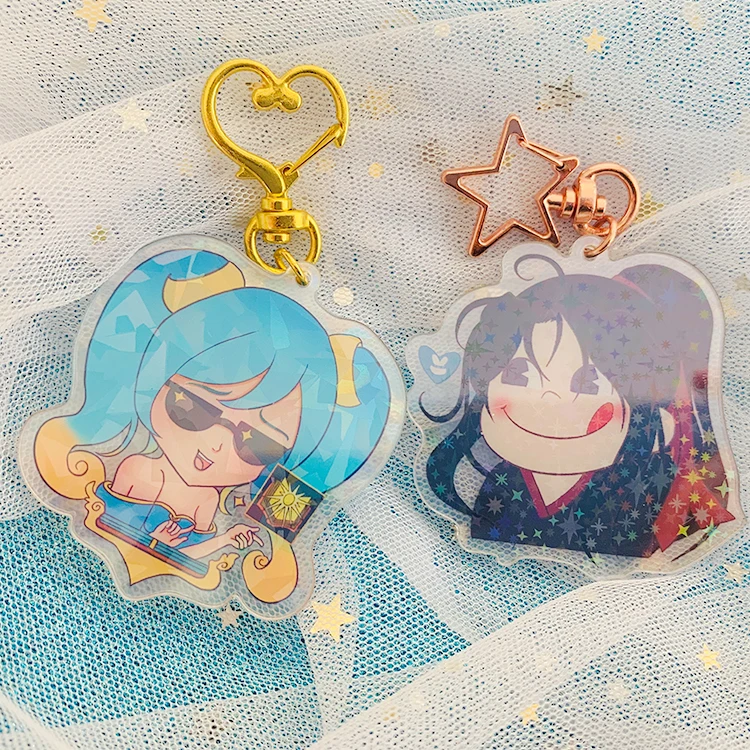 Wholesale Factory Made Anime Charms Transparent Plastic Custom Design Cute Design Mini Acrylic keychain