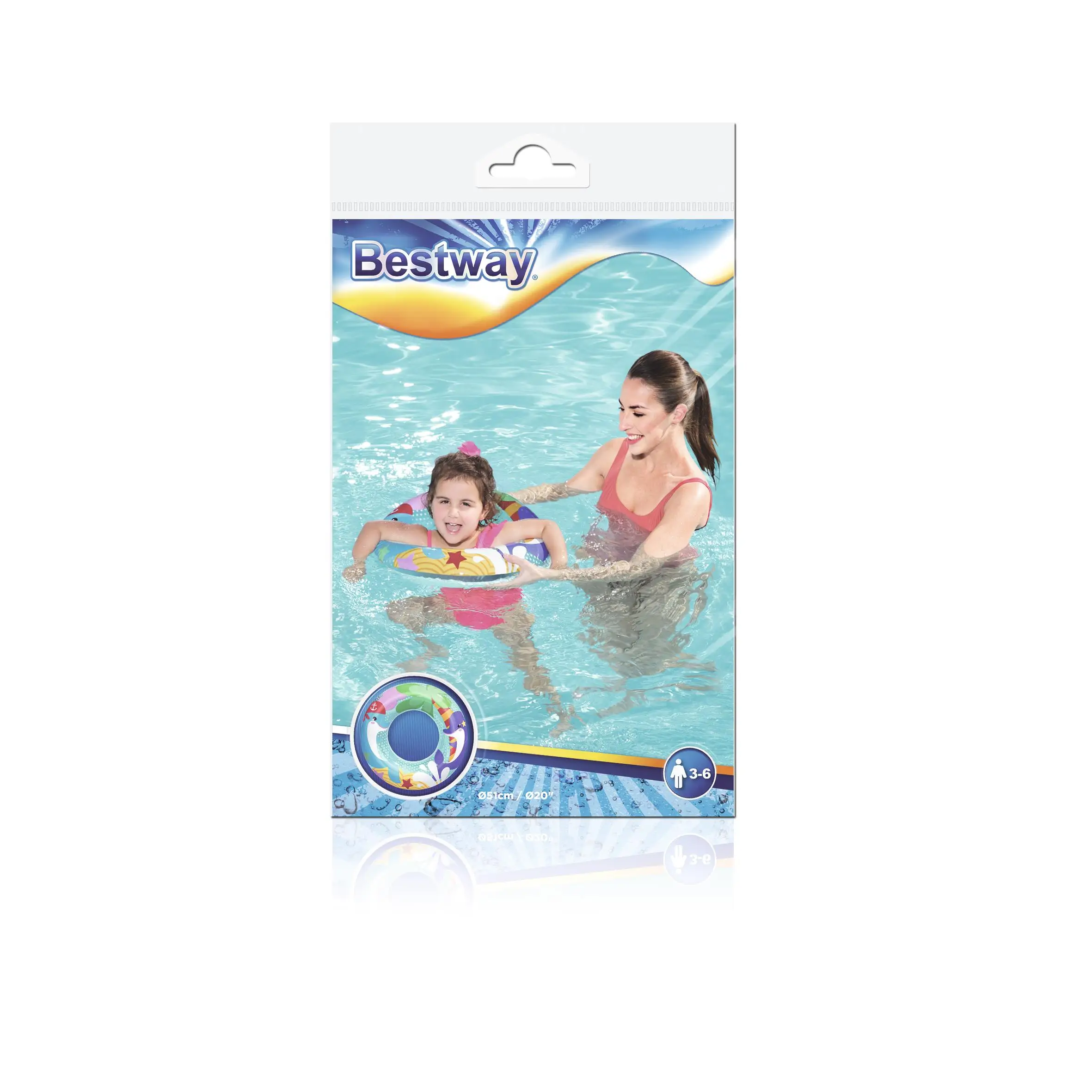 Bestway 36113 sea adventures 51cm kids swim ring inflatable rubber ring tube for kids 3-6 years