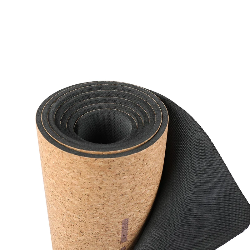 March Expo 2022 organic joga cork rubber mat, custom 5mm thick eco friendly natural rubber cork yoga mat