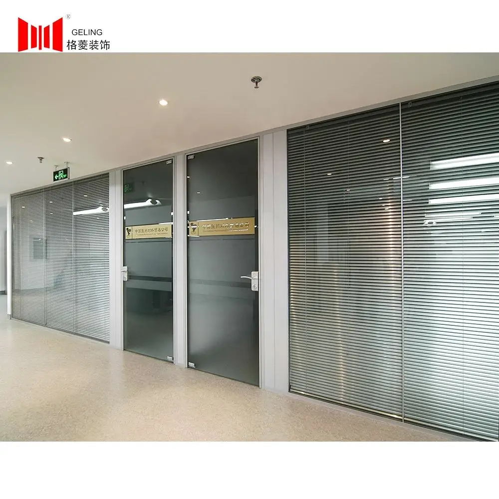 80mm double clear tempered glass aluminum frame removable fixed partition wall cubicle