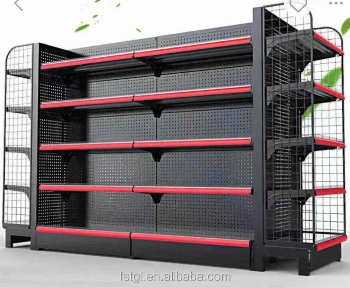 High Quality Multi Layer Shop Racks and Shelves  Perforated Hole Back Panel Cold Rolled Steel Wall Shelf for Supermarket