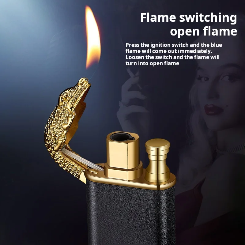 Alligator Dolphin Metal double fire switching lighter direct direct fire conversion inflatable torch lighter