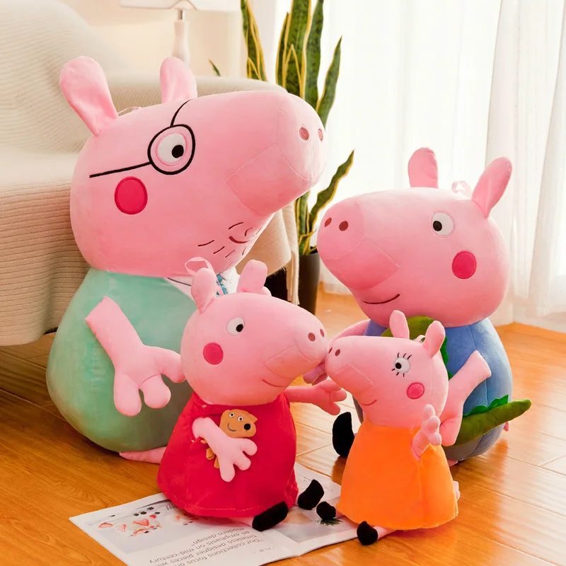 Soft Peppas Pig George Plush Toy Dad Mom Granny Grandpa Pig Stuffed Animal Doll Room Decoration Pillow Keychain Boys Kids Gift