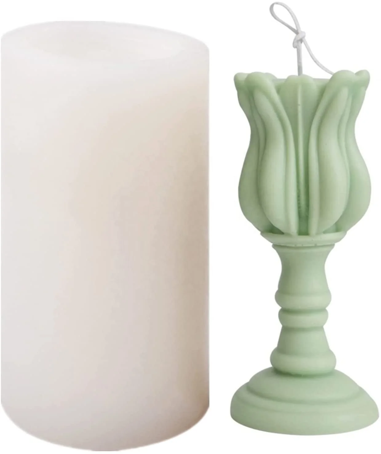 3D Tulip Silicone Candle Mold Flower Pillar Candle Mold Bees Soy Wax Candle Fondant Molds for Polymer Clay Epoxy Resin Soap