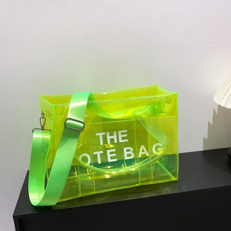 Customized Logo Transparent Handbag Fashion Luxury Transparent PVC Shopping Bag Ladies Shoulder Bag