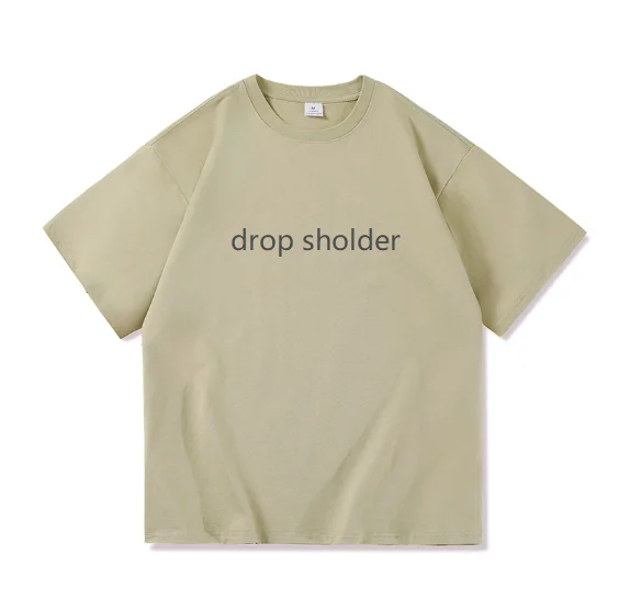 200g pure cotton drop shouler oversized plain men T-shirt embroidery and digital screen printed logo men T-SHIRT