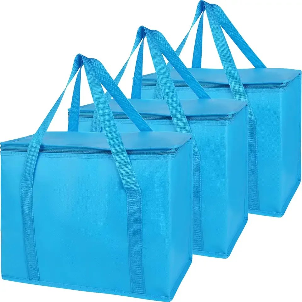 Portable zipper non-woven bag insulation bag cooler bag takeaway delivery handbag accept customization