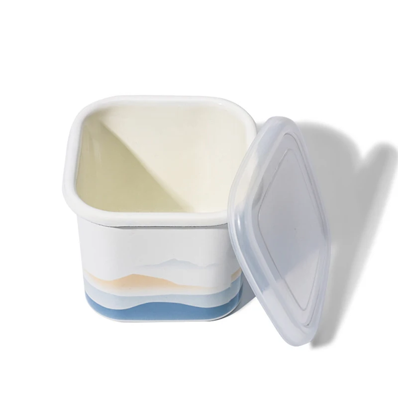 Custom Logo Sublimation Blanks Container Stainless Steel Mugs Camping Enamel Bowl with Lid