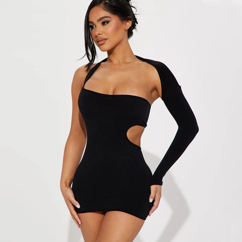 Hot Selling Party Sleeveless Sexy Bodycon One Shoulder Dress For Women